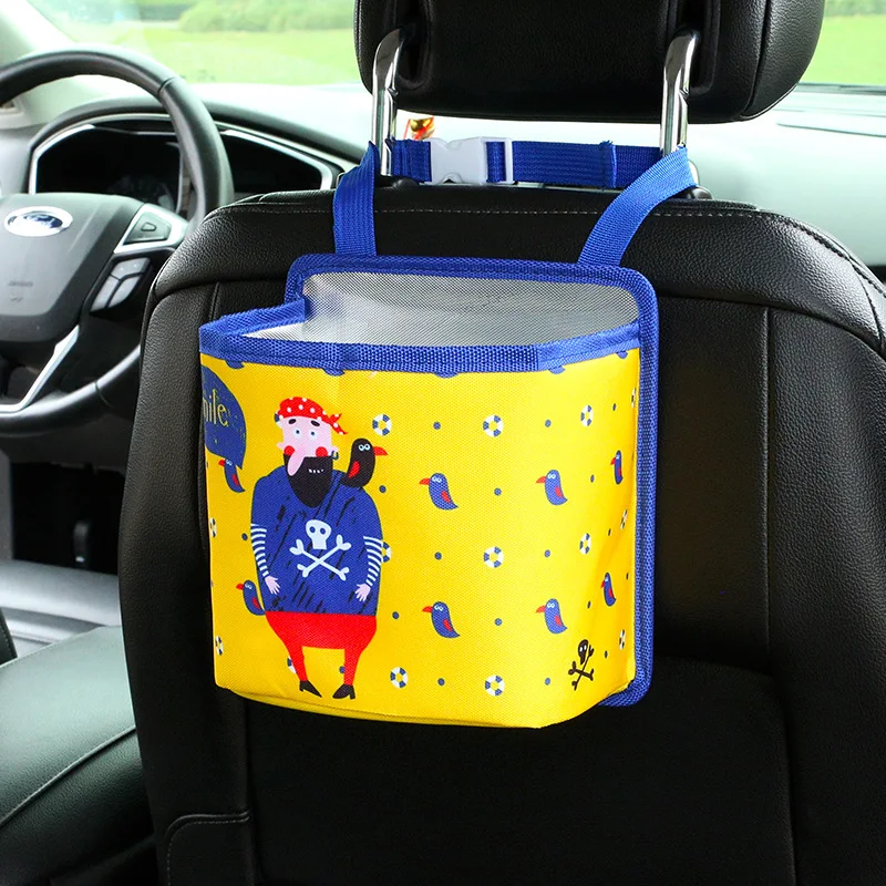 

Cartoon Car Backseat Storage Bag For Kids Multi-function Hanging Auto Trash Can Bin Bags Milk Cans Water Bottle Organizers