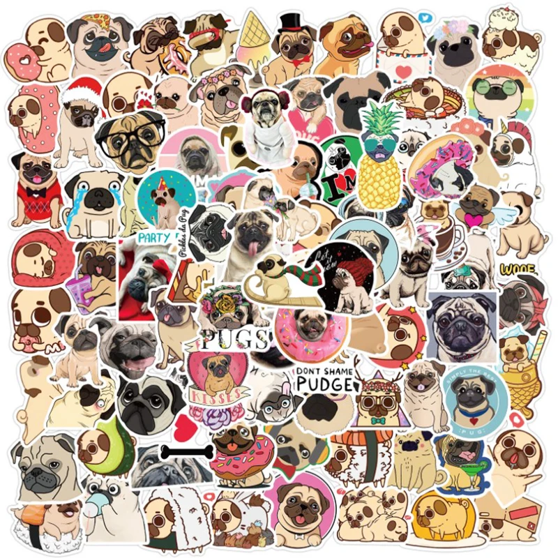

10/50Pcs Pug Shar Pei Dog Expression Sticker For Phone Case Waterproof Laptop Bicycle Notebook Kid Funny Graffiti Decal Stickers