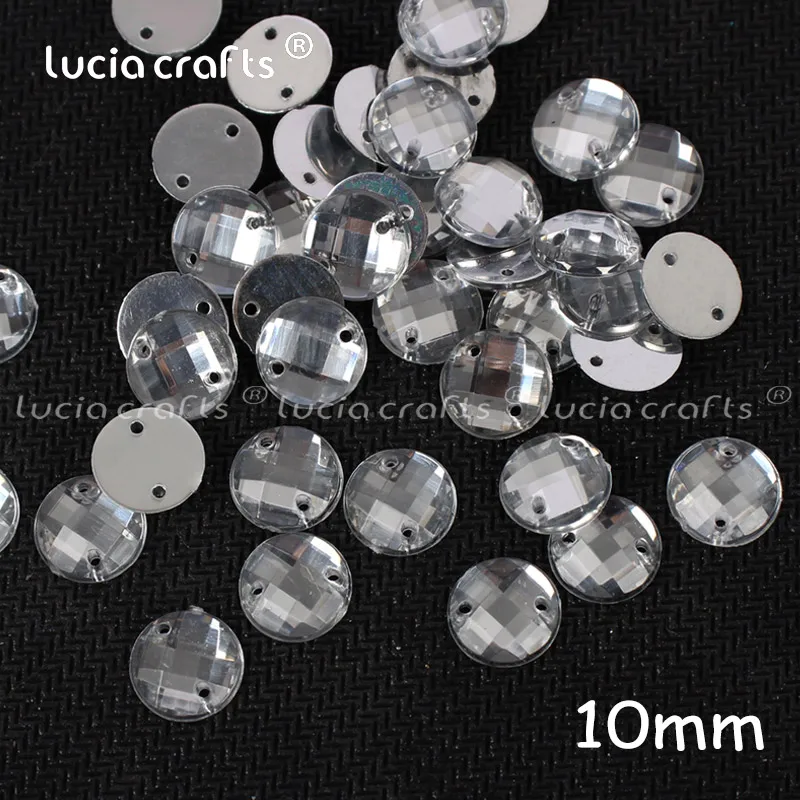 Clear 10mm 50pcs Lucia crafts 4/6/8/10/12 мм прозрачный Акрил Пришивные круглые плоские с оборота Стразы аксессуар Швейное Ремесло «сделай сам» Материалы D1207 - Цвет: Clear 10mm 50pcs
