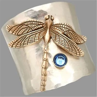 vintage dragonfly rings for women large aesthetic wedding rings luxury blue crystal womens ring female jewelry accessories gift