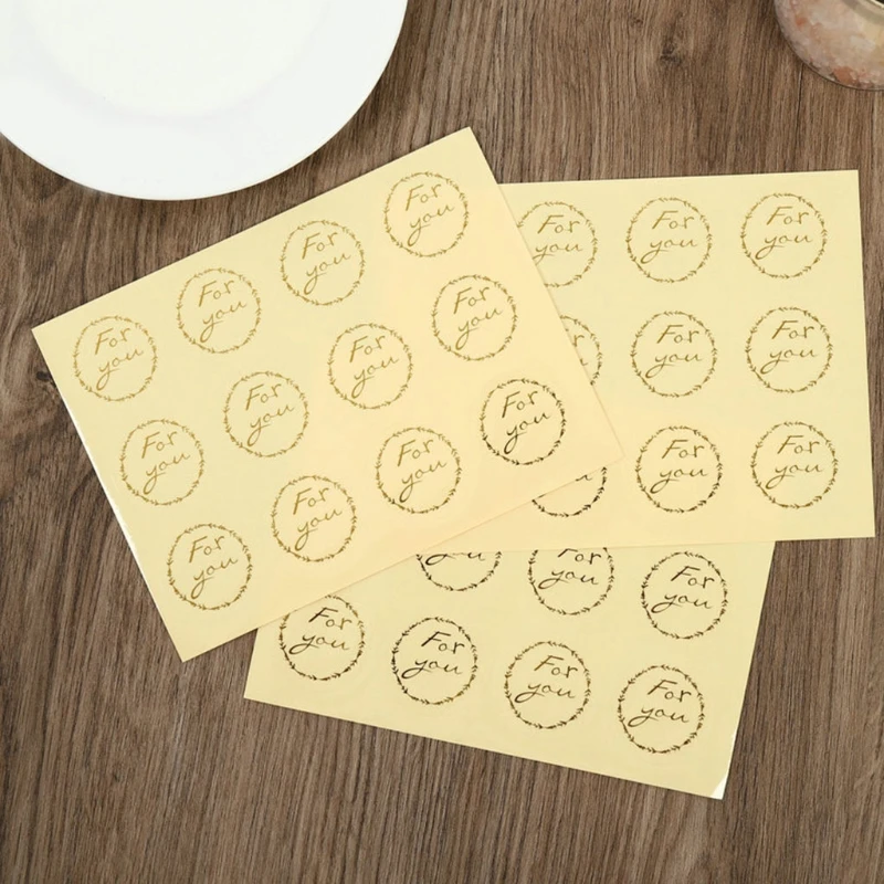 

10 Sheets 120Pcs Metallic Gold Wreath For You Round Stickers Decorative DIY Adhesive Seal Labels for Valentine Wedding