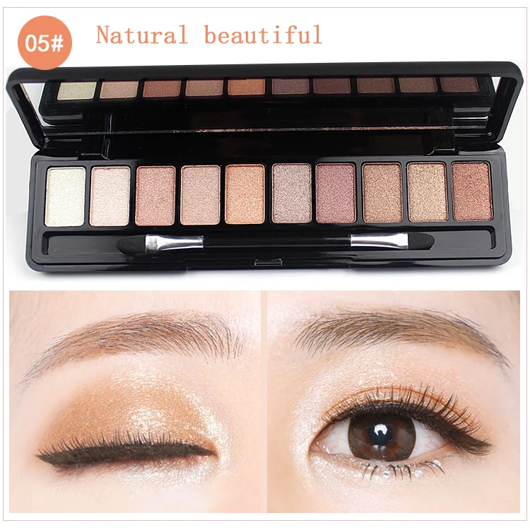 Палитра теней для век 10 цветов матовая блестящая долговечная легко носить