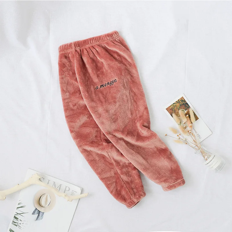 Зимние теплые вельветовые штаны для мальчиков и девочек повседневные однотонные