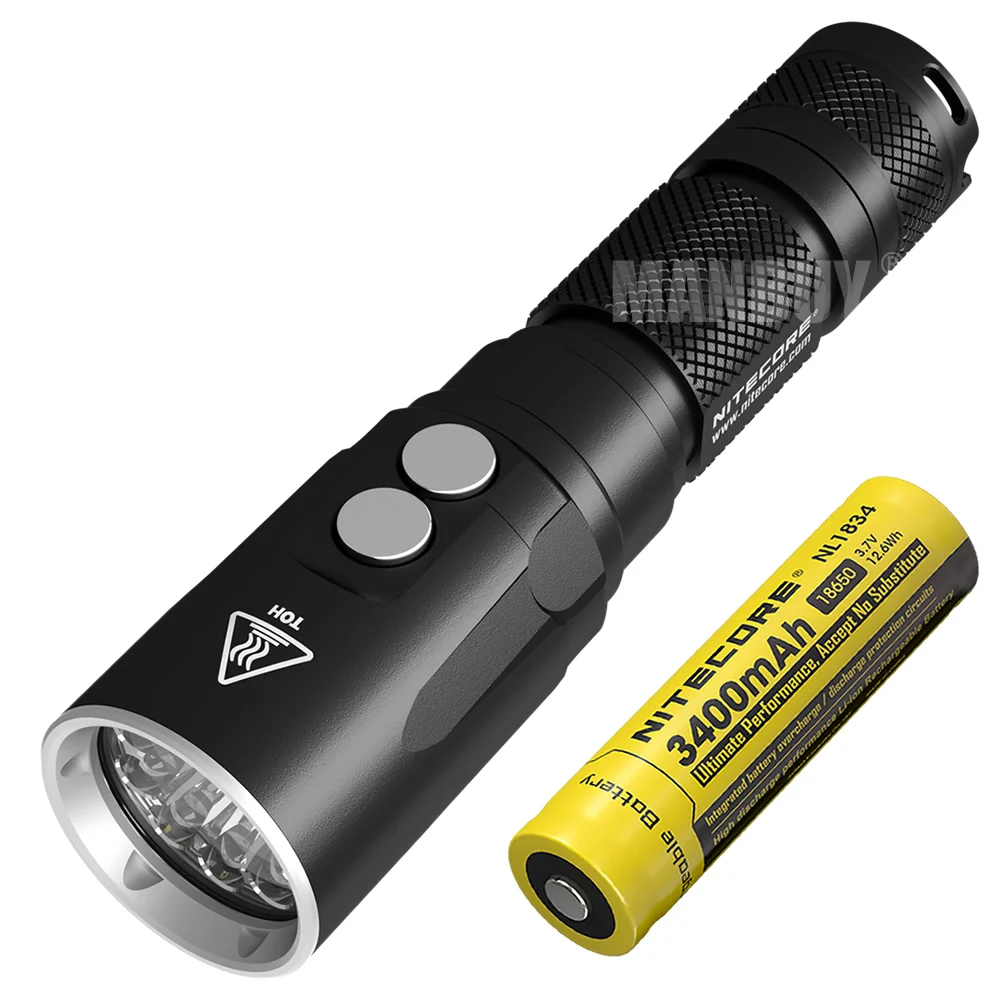 Продажа Светодиодный фонарик Nitecore DL20 + 18650 , аккумуляторная батарея 1000 LMs Cree XPL HI V3, подводсветильник фонарь для дайвинга, водонепроницаемый фонарь 100 ...
