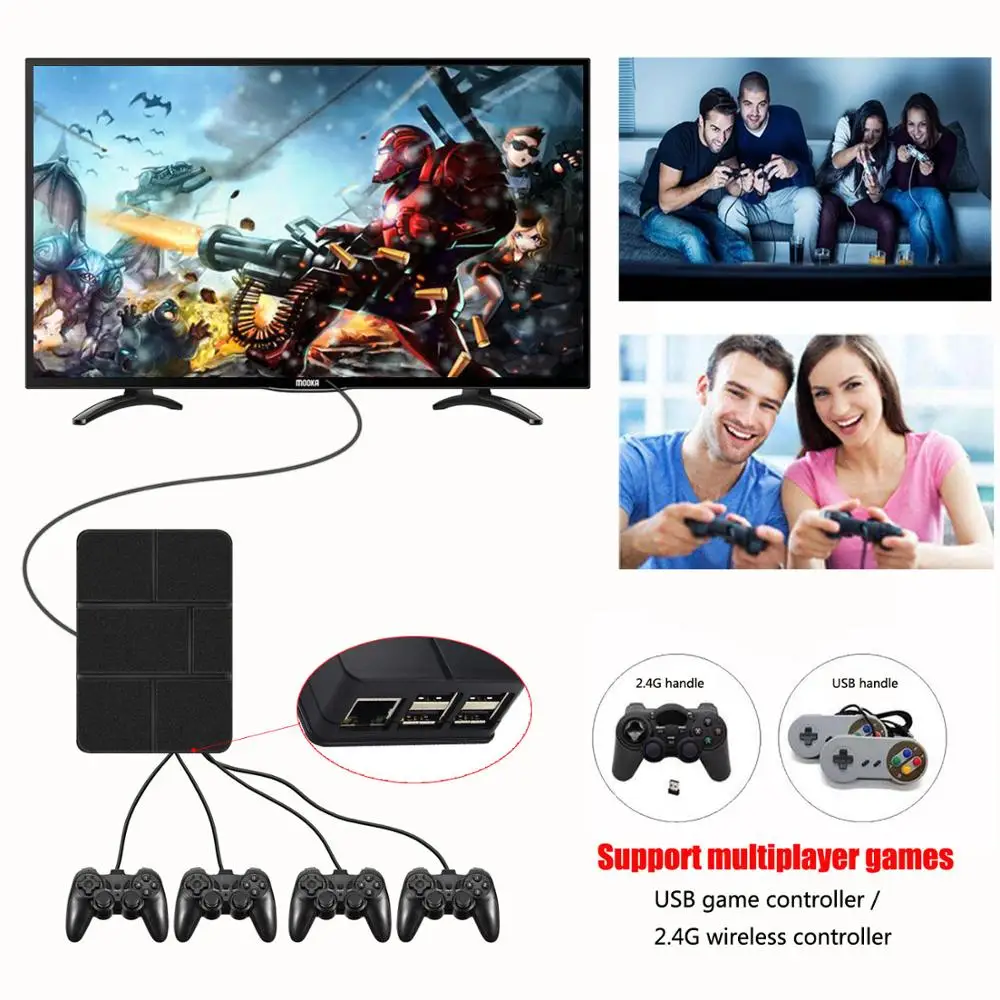 Игровая консоль HDMI в стиле ретро 64 ГБ памяти для Raspberry pi 3B портативный игровой
