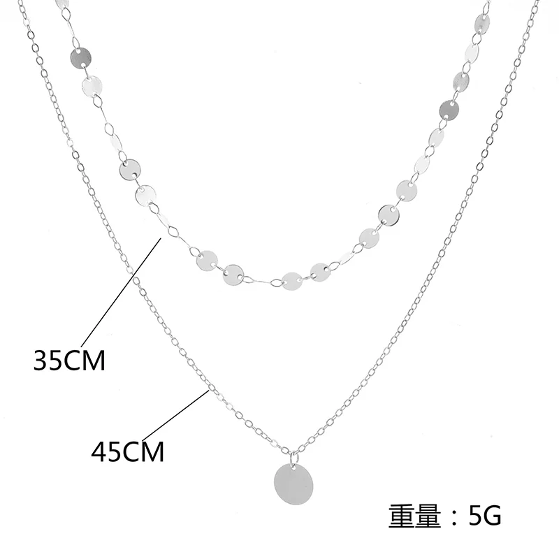

Collares Mujer Moda 2021 Alloy Gold And Silvercolor Copper Sequins Double Layer Chocker Tous Joyeria Name Necklace Personalised