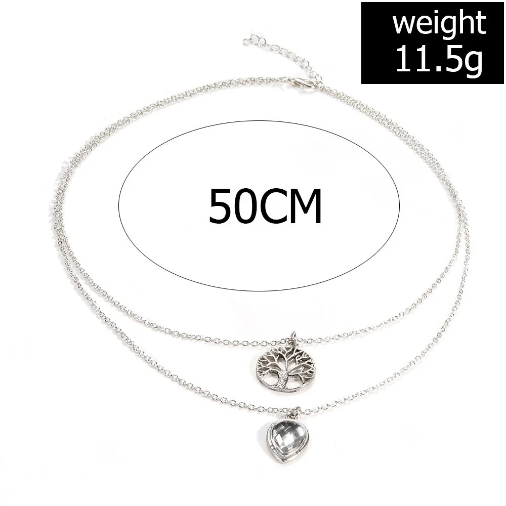 

Fashion Double Necklaces For Women Life Tree And Water Drop Bohemia Grunge Necklace Set Man Personalized Necklaces Wholesale