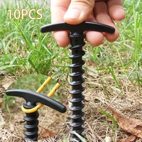 10pcspack outdoor camping tent pegs ground nails screw anchor stakes pegs hiking tent stakes pins tent accessories
