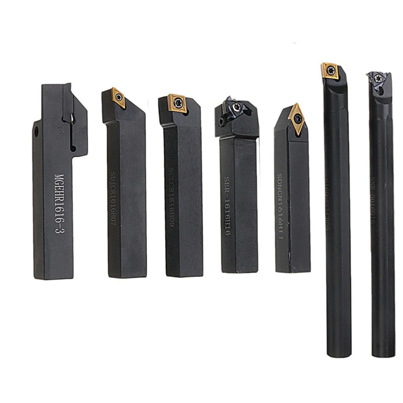 

7Pcs/Set 16Mm Shank Lathe Turning Tool Holder Boring Bar CNC Tools Set with Carbide Inserts and Wrenches