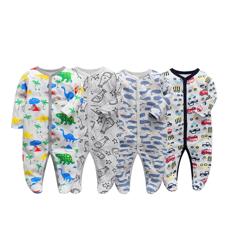 

3pcs Baby Girl Clothes Footed Boy Rompers Comfortable Newborn Pajamas Cartoon Printed Infant Jumpsuit Romper 12m Girls Clothing