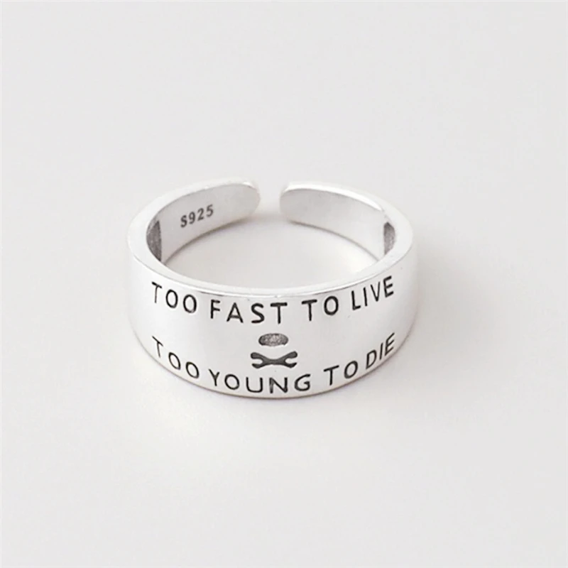 

Sole Memory Retro Alphabet Skull Personality Creativity Silver Color Female Resizable Opening Rings SRI600