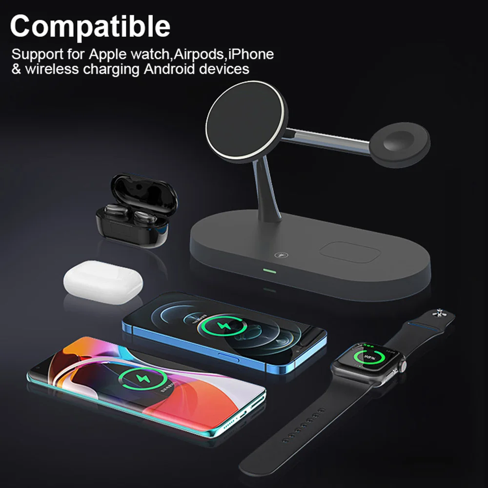 Магнитная Беспроводная зарядная док станция 3 в 1 для Magsafe iPhone 12 Pro Max QI 15 Вт быстрая