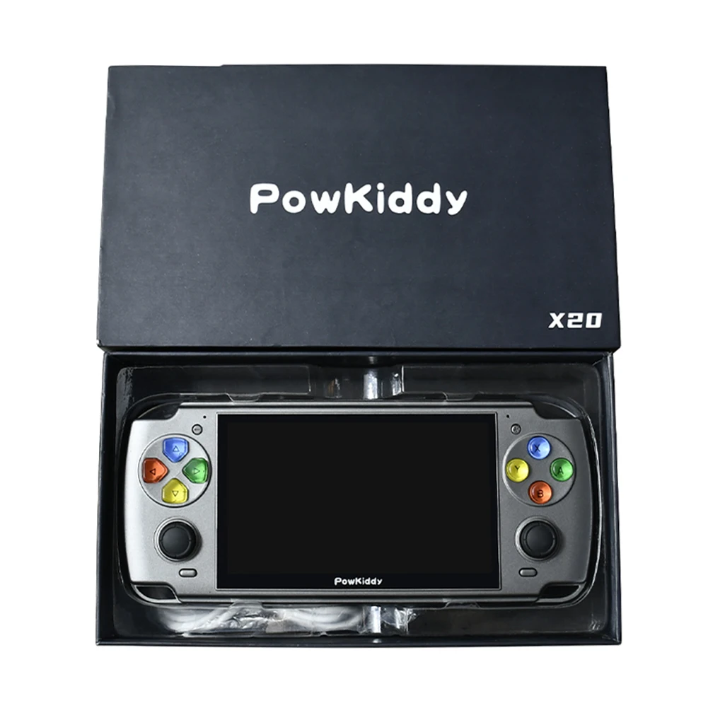

POWKIDDY X20 Linux 5.0-Inch IPS Screen RK3128 Retro Video Handheld Game Console Built-in 3600 Games PS1 Games Children's Gifts