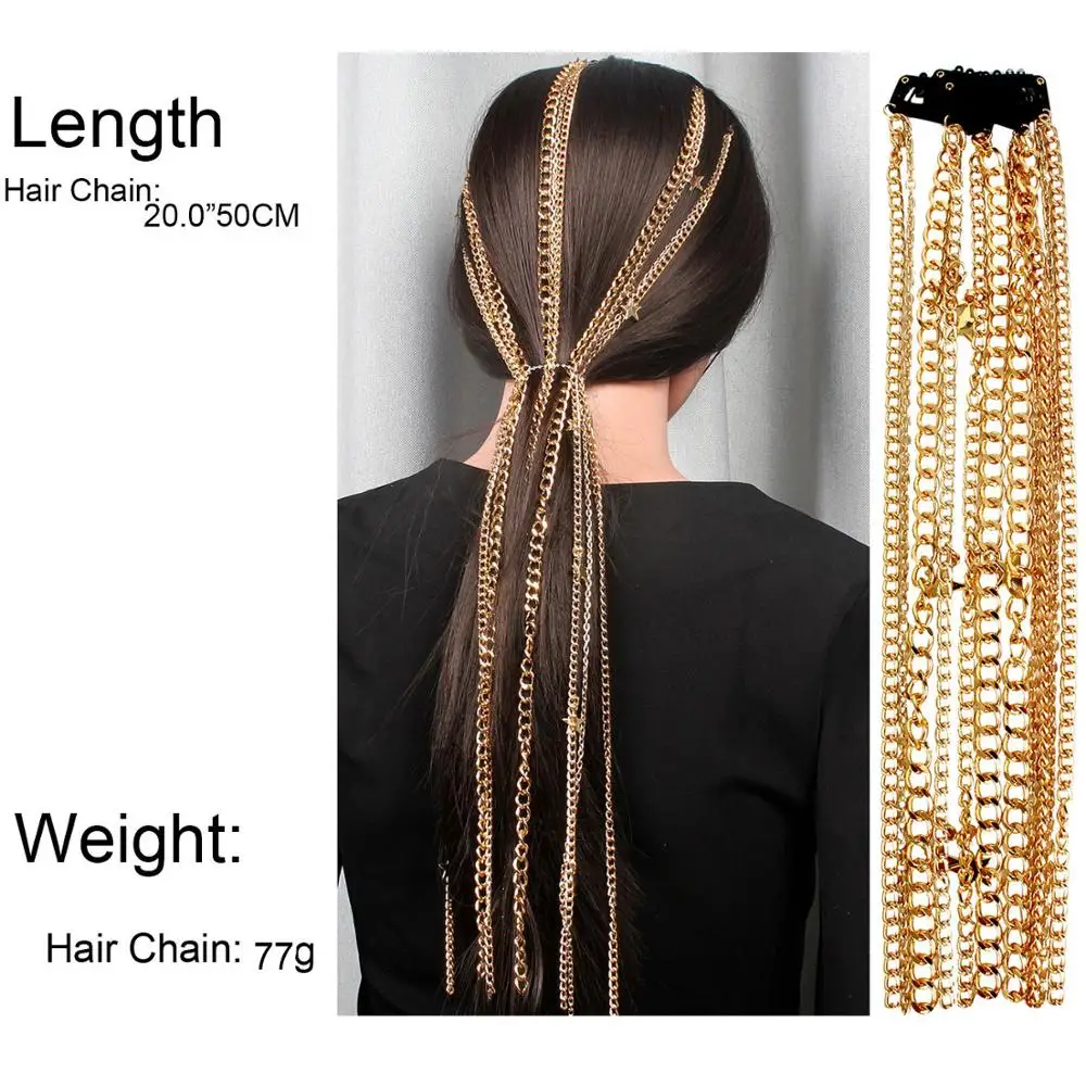 

Hair Chain Fashion Ponytails Jewelry Hair Accessories Geometric Aluminum Simple Long Tassel Chains for Women Headwear