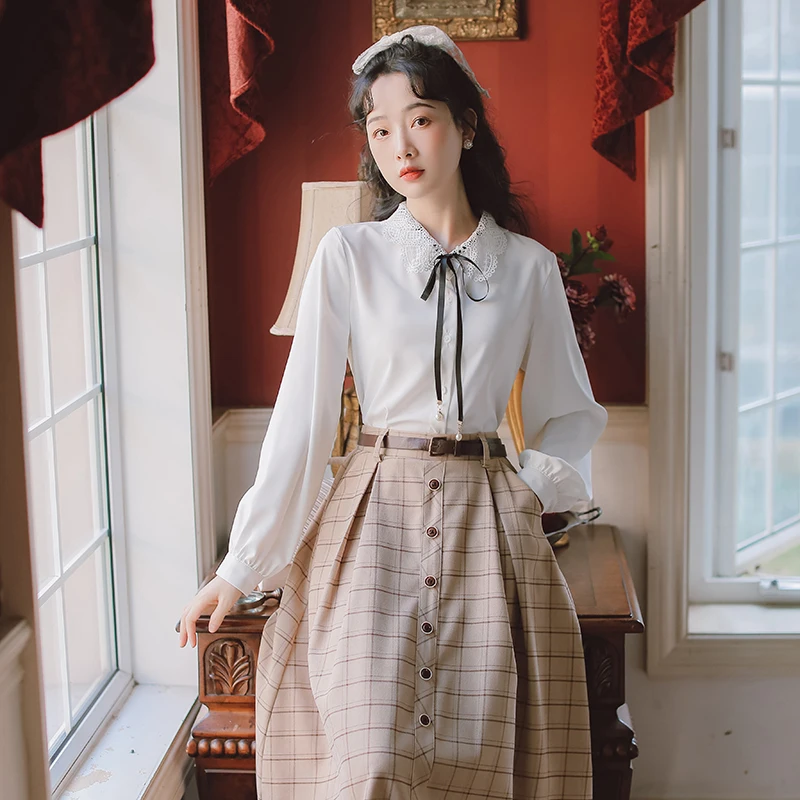 

Make long sleeve shirt not low 】 【 plaid skirts fashion suits autumn spot