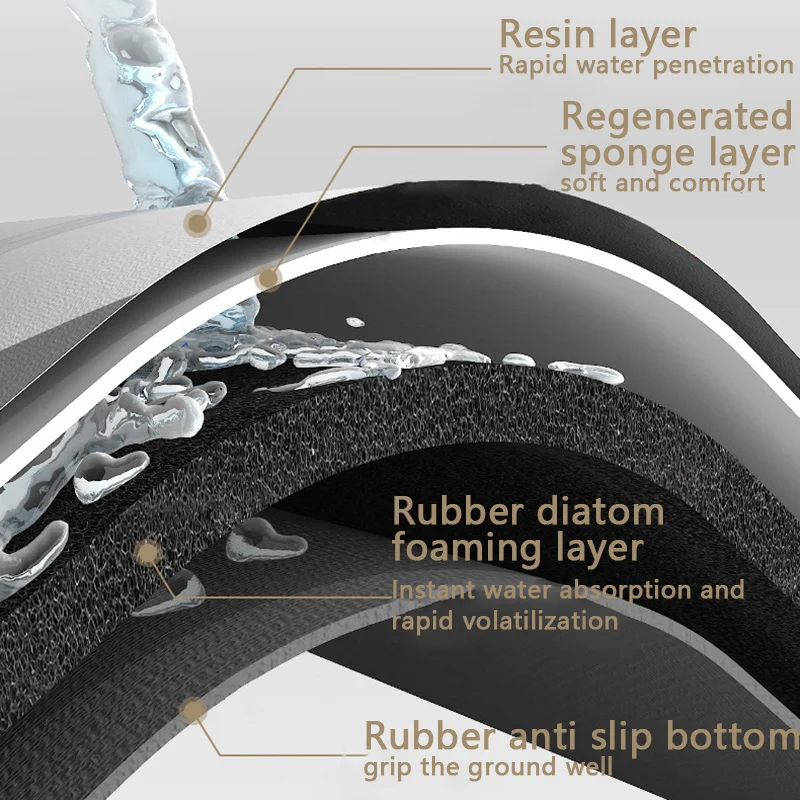 Напольный коврик для ванной супер впитывающий диатомит резиновый душа и туалета