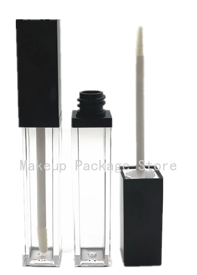 

8ml 10/20pcs Square Black Lip Gloss Bottle,Plastic Empty Cosmetic Oil Refillable Tube, Liquid Lipstick Storage Bottle Wholesale