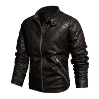2021 mens autumn and winter leather clothes slim stand collar motorcycle pu leather jacket g plush warm mens coat retro