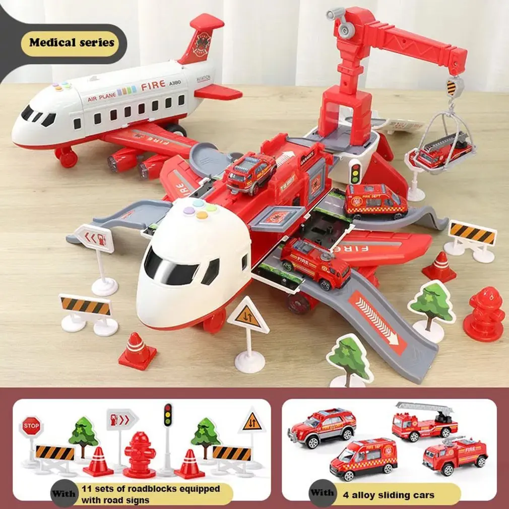 

Music Story Simulation Track Inertia Children's Toy Aircraft Model Cooperate With Alloy Car For Children