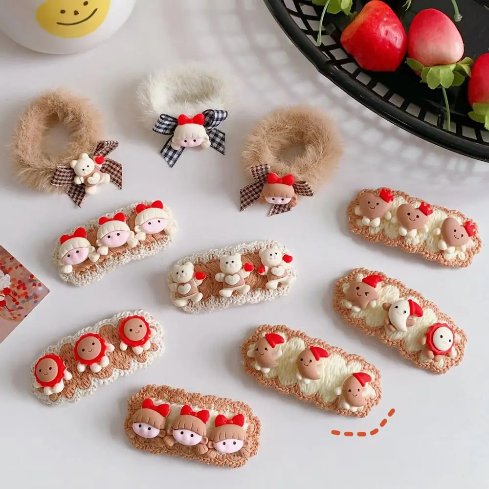

1Pcs Cartoon Hand-knitted Plush Hair Clips Bear Wool Hairpin Sweet Cute Girls Barrettes Headwear Classic Hair Accessories Gifts