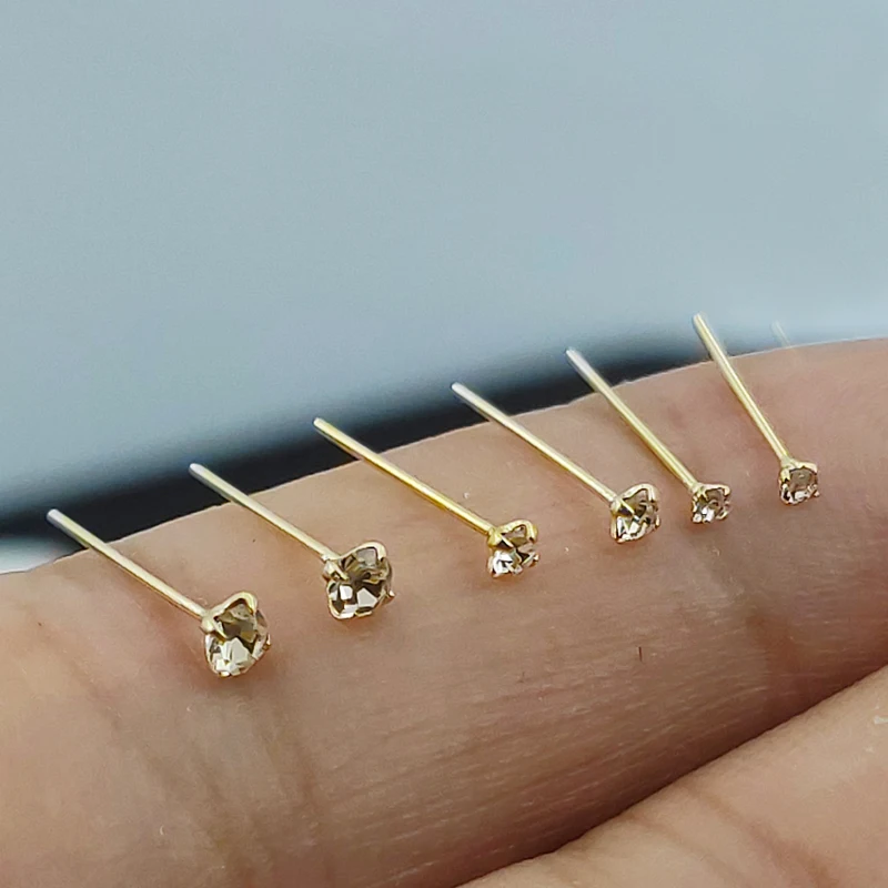 Серебряная шпилька для носа прозрачная пирсинга ювелирное изделие 36