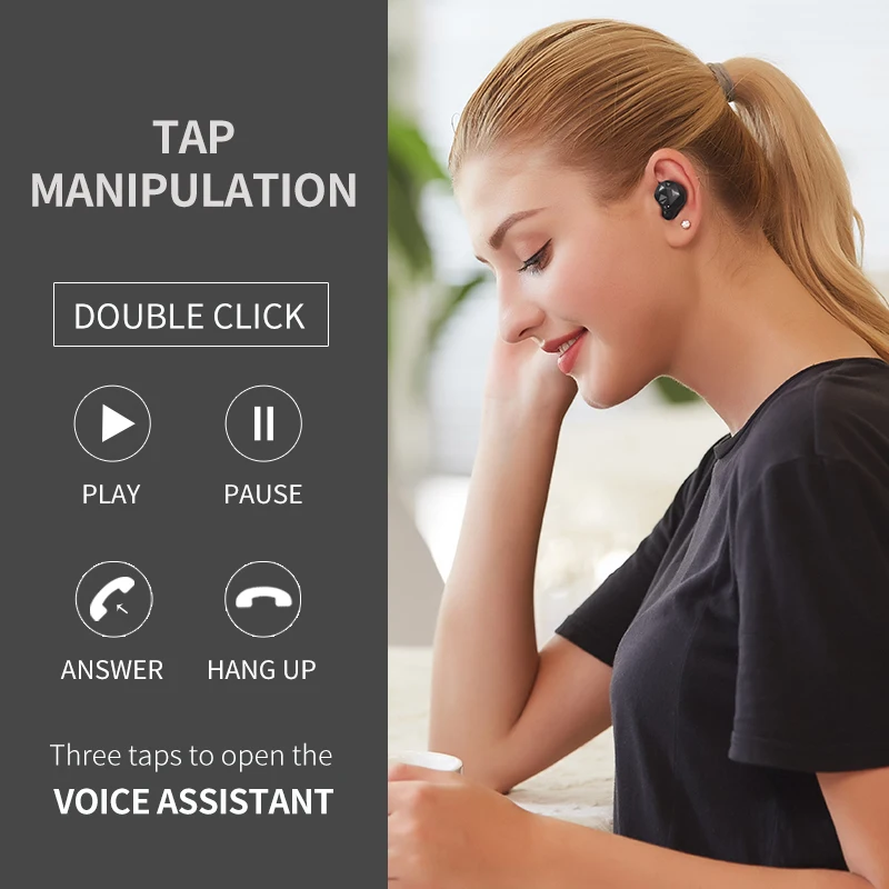 TWS беспроводные bluetooth наушники в ухо hifi басы для мобильных телефонов управление