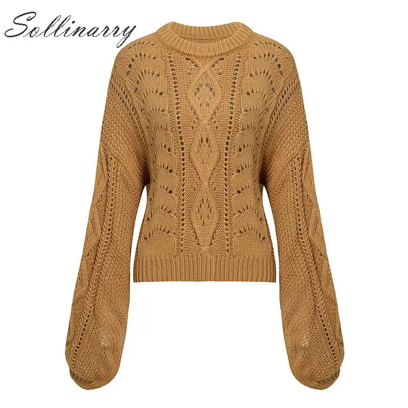 Sollinarry свободный шикарный свитер пуловер осень женские с длинным рукавом Зимние