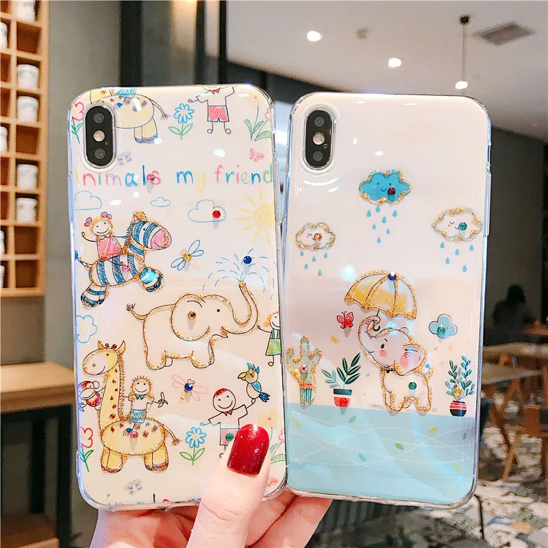 Милые голубые легкие мягкие чехлы со слоном для huawei P30Lite P20 mate 20 Pro Honor V20 20Pro 20i 9X Pro Nova 3 3i 4 5 5i задняя крышка