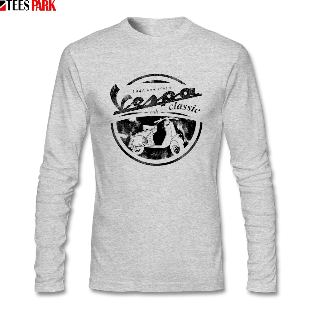 Ретро Vespa Rider футболки Мужская футболка с круглым вырезом и длинными рукавами с принтом Мужская одежда футболка для жизни абстрактный принт Топ
