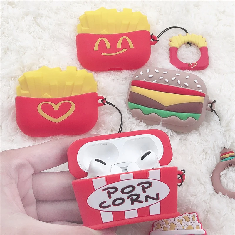 Силиконовый чехол с объемным рисунком еды для Apple Airpods Pro защитный беспроводных