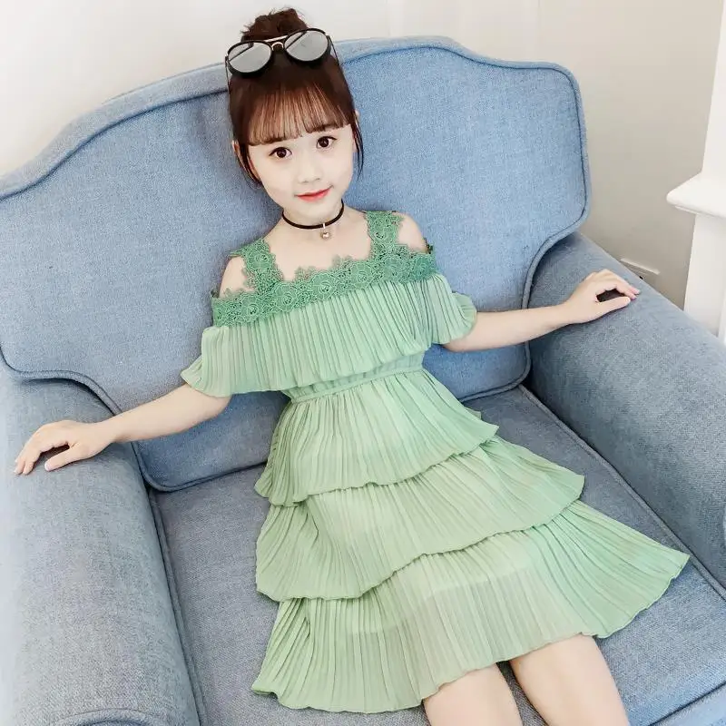 

Kid Baby Girl Dress Clothes Solid Off Shoulder Strap Dresses Casual Toddler Dresses for Girls Summer Clothing 4-12Y