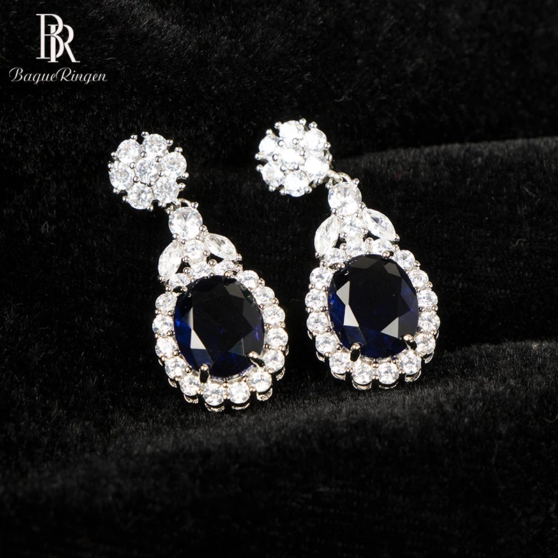 

Женское Драгоценное кольцо, классическое бриллиантовое украшение для женщин с овальным драгоценным камни, сапфиры, фотоподарок