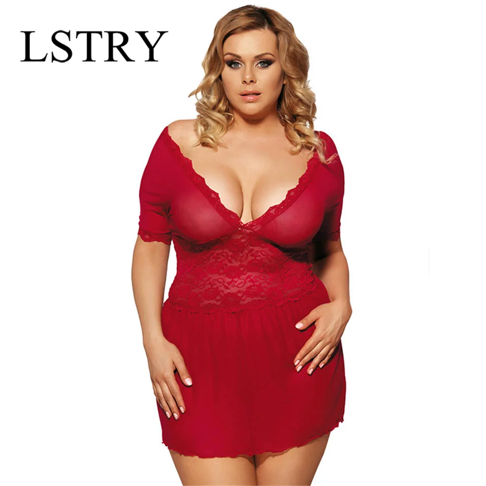 Сексуальное кружевное нижнее белье с глубоким v образным вырезом размера плюс