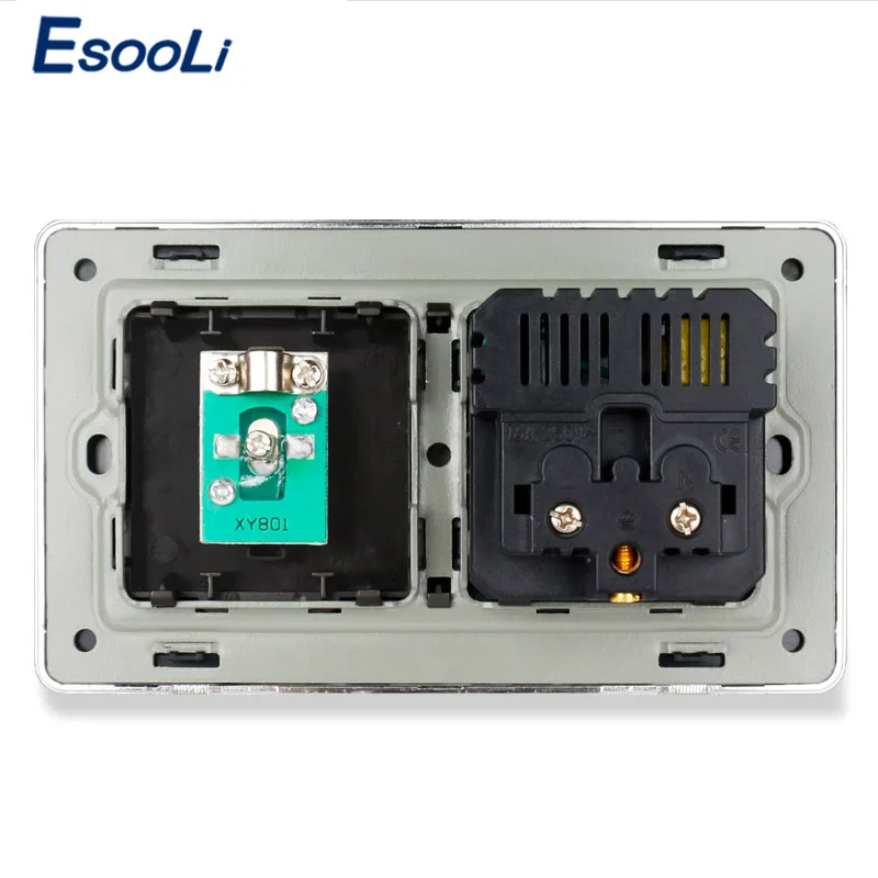 Электрическая розетка ESOOLI настенная двойная из нержавеющей стали 16 А с USB-портом