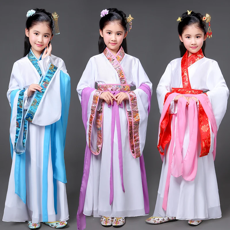 

Детский костюм в китайском стиле, Hanfu, новый стиль, Классическая Производительность, костюм, представление для девочек, представление для сц...