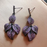 bilincolor fashion luxury purple leaf drop earring for women