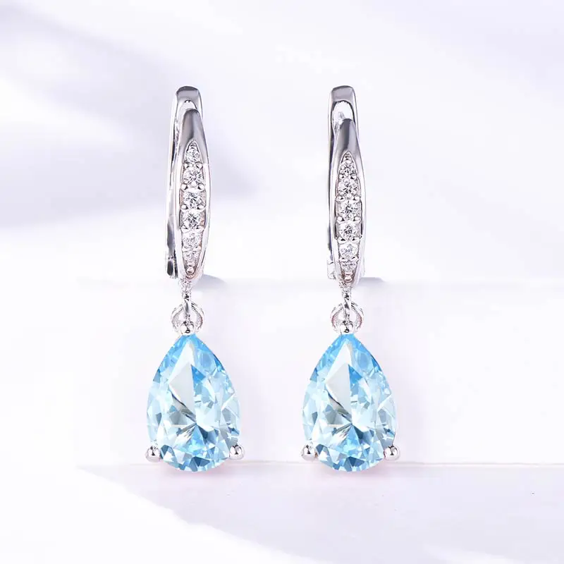 Aquamarine Куололит серьги кольца драгоценный камень Клипсы Серьги для женщин зултанит создать серебро 925 ювелирные изделия цвет Свадебные ювелирные изменить перстни из чистого серебра серьги булавки серьги - Цвет камня: Aquamarine