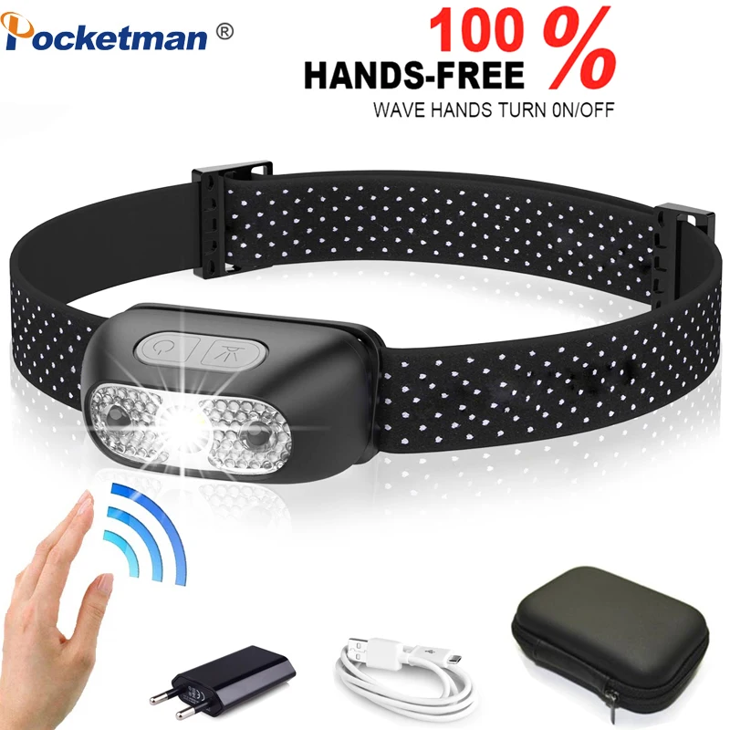 Налобный фонарь светодиодный 5000 лм с датчиком движения|Налобные LED-фонари| |