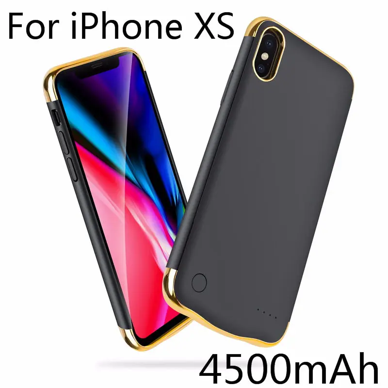 Для iPhone X XS зарядный чехол Капа тонкий обшивка противоударный чехол для зарядного устройства для iPhone XR XS Max перезаряжаемый внешний аккумулятор - Цвет: IXS-Black