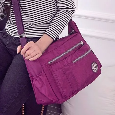 

Женские винтажные сумки-мессенджеры, модные женские водонепроницаемые однотонные нейлоновые сумки через плечо на молнии, женские сумки на ...