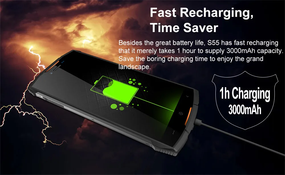 DOOGEE S55 прочный ударопрочный мобильный телефон android 8,0 5500 мАч 4 Гб ОЗУ 64 Гб ПЗУ MTK6750T Восьмиядерный 4G смартфон с быстрой зарядкой