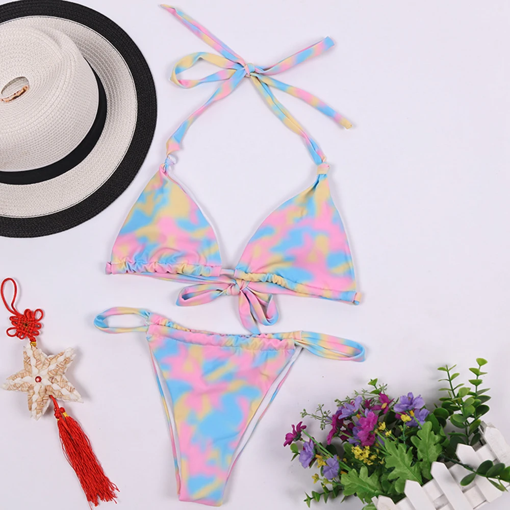 

Bikini 2021 Sexy Solid Color Swimsuit Women Push Up Swimwear Bandage Brazilian Bikini Set Bather Bathing Suit Swim Suit Female