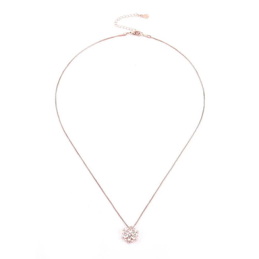 

Luxury Hot Sale Crystal Snowflake Pendant Necklace Women Gold Chain Anniversary Gifts Simple Sweet Temperament Accessories