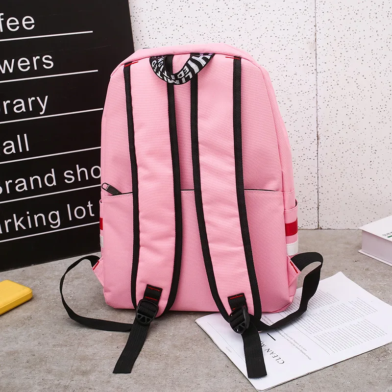 Студенческий холщовый рюкзак для девочек подростков в полоску сумки на плечо