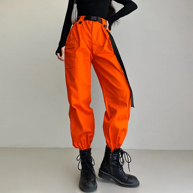 

Женские весенне-Осенние Комбинезоны, свободные прямые спортивные тонкие брюки с несколькими карманами в Корейском стиле 993Y