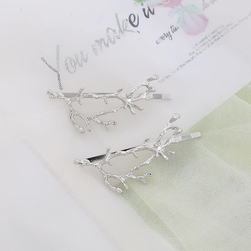 

Super fairy flower branch metal hairpin hairpin net red branch bangs side clip antlers word clip hair jewelry