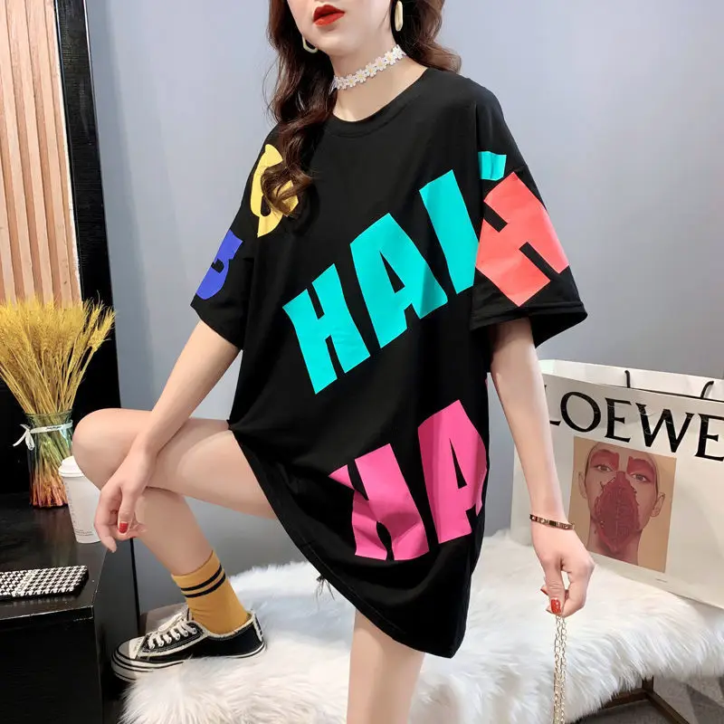 

Large Size Short Sleeve Oversized T Shirt Women Summer Korean Fashion Tshirt Loose Letter Top Trends Female T-Shirts for Girls