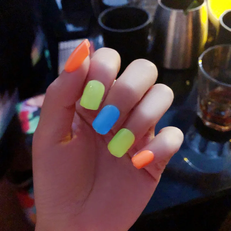 24 шт./кор. носимые накладные ногти с полным покрытием светящиеся матовые чистого