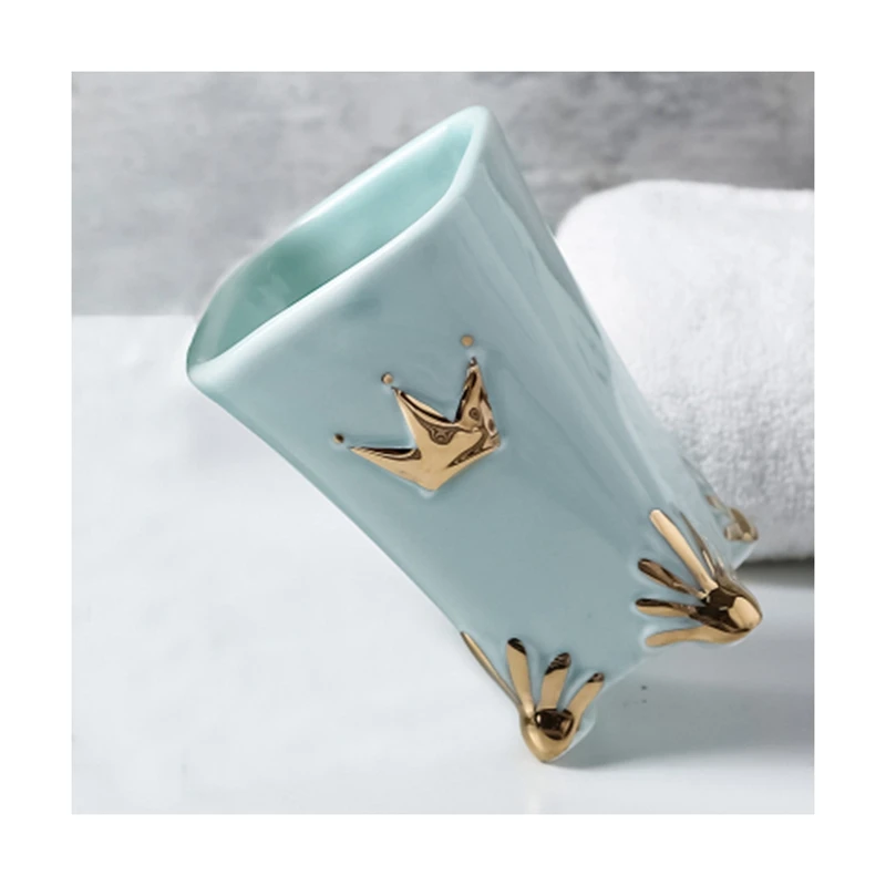 

Квадратная керамическая чашка в скандинавском стиле для ванной комнаты, позолоченная картинка для отеля, необычные аксессуары для туалетн...