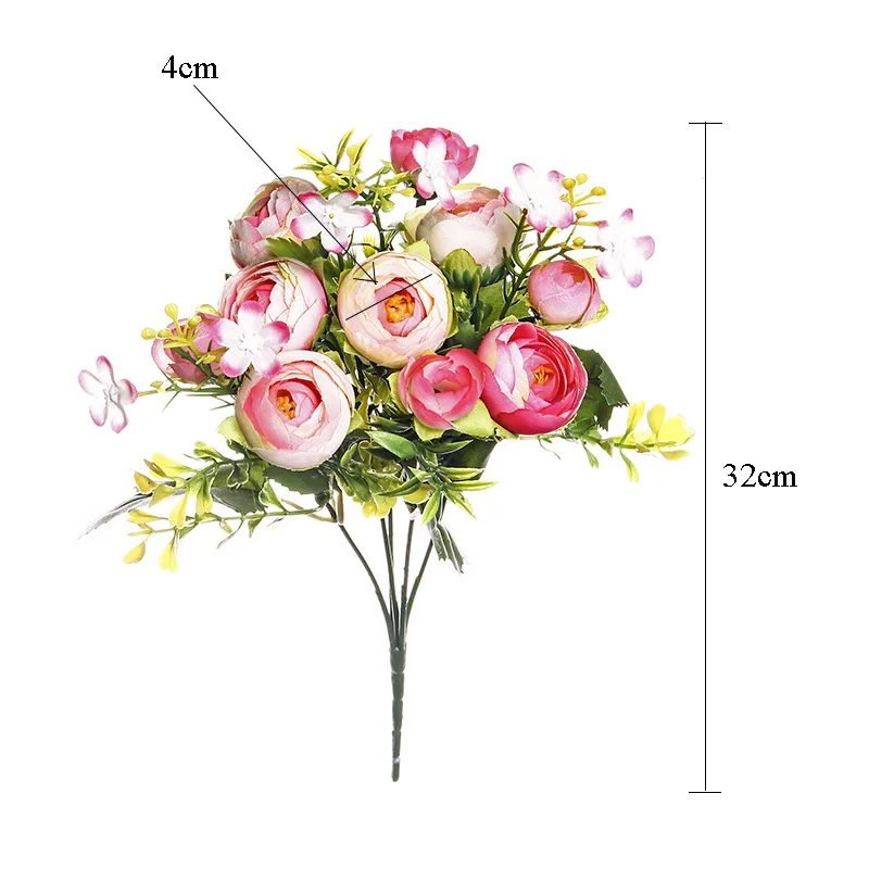 

Silk Simulation Rose Buds Artificial Flowers for Home Wedding Bedroom Living Room Decoration Beautiful Fake Flowers Bouquet
